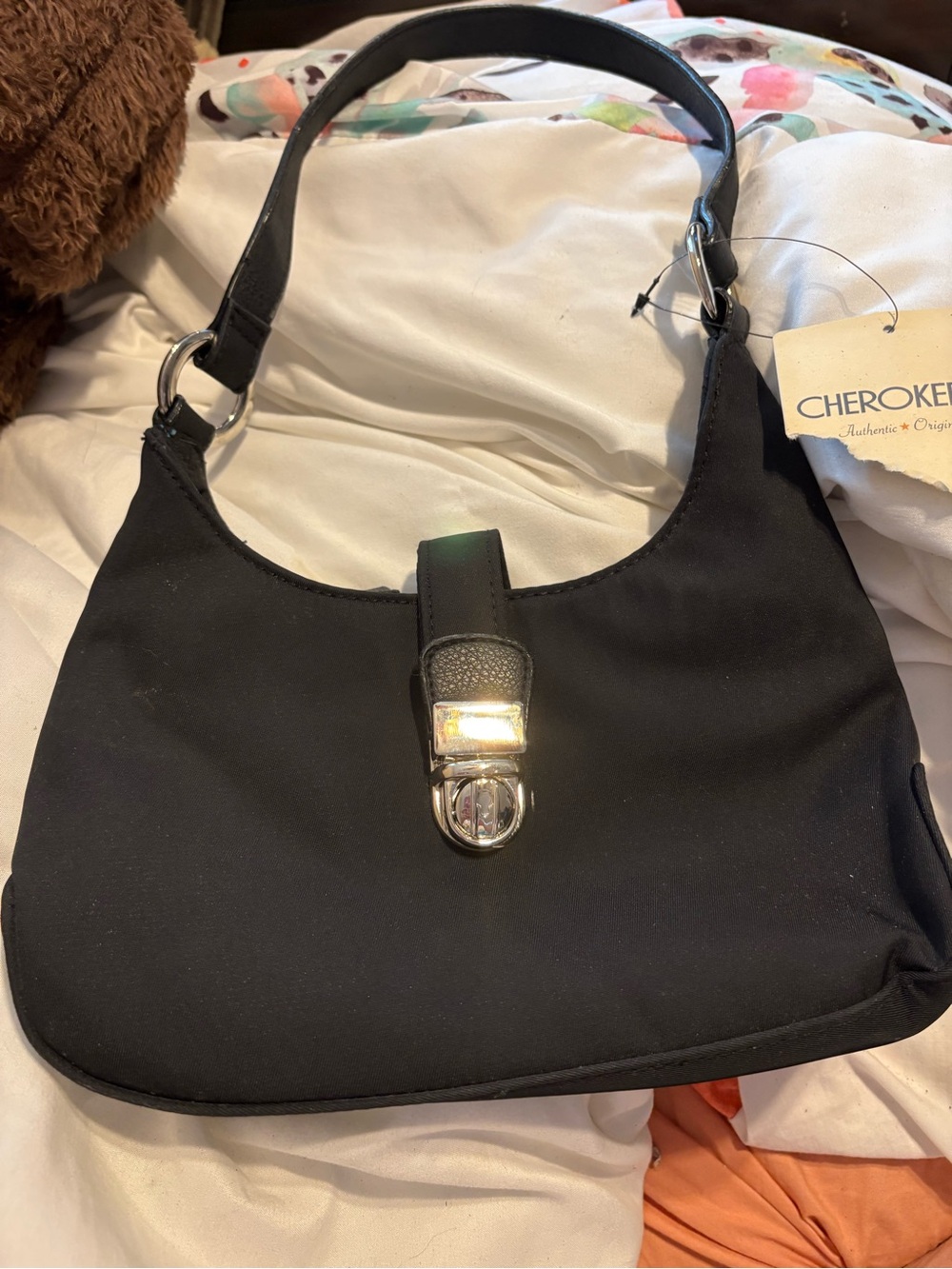 Cherokee Black Shoulder Bag with Silver Hardware